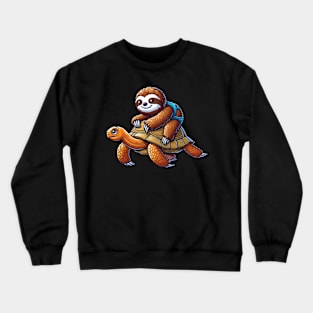 Cute Lazy Sloth Riding Tortoise Speed is Relative Crewneck Sweatshirt